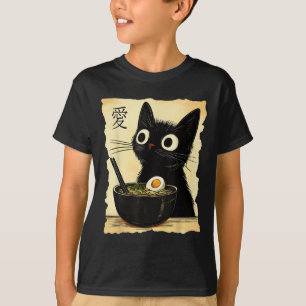 T-shirt Funny Chat Ramen Graphic Tee Japonais Kawaii Anime