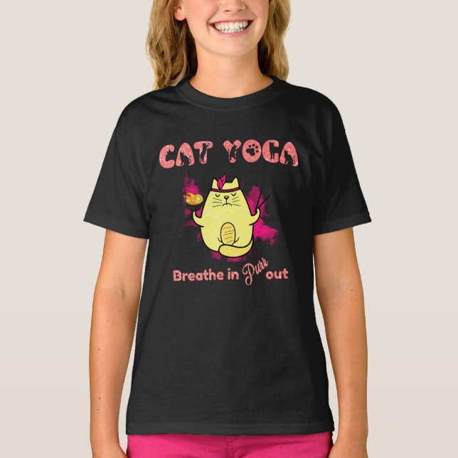 T-shirt Funny Chat Yoga (Devant)