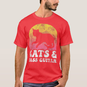 T-shirt Funny Chats & Basse Guitare Vintage Retro Hobby326