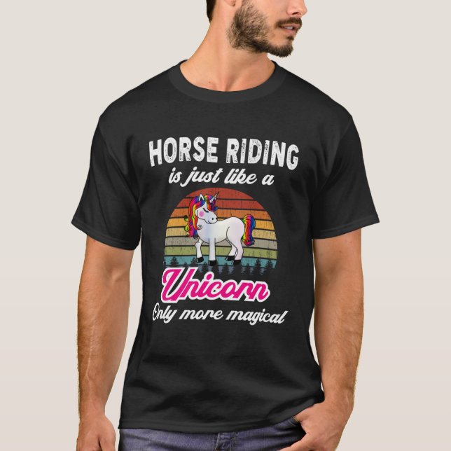 T-shirt Funny Cheval équitation Design Rétro Unicorn Vinta (Devant)
