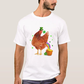 T-shirt Funny Chicken Leprechaun Hat St