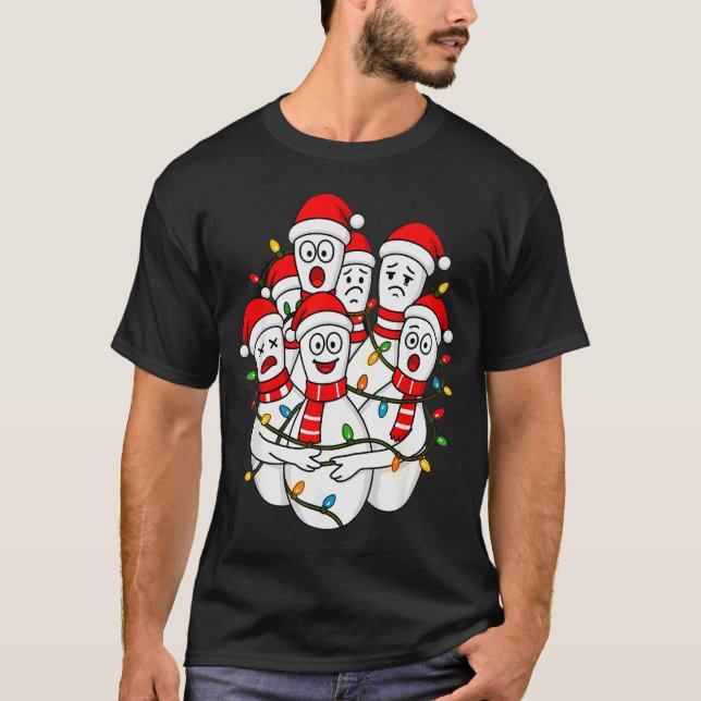 T-shirt Funny Christmas Bowling Santa Bowling Ns Team Men  (Devant)