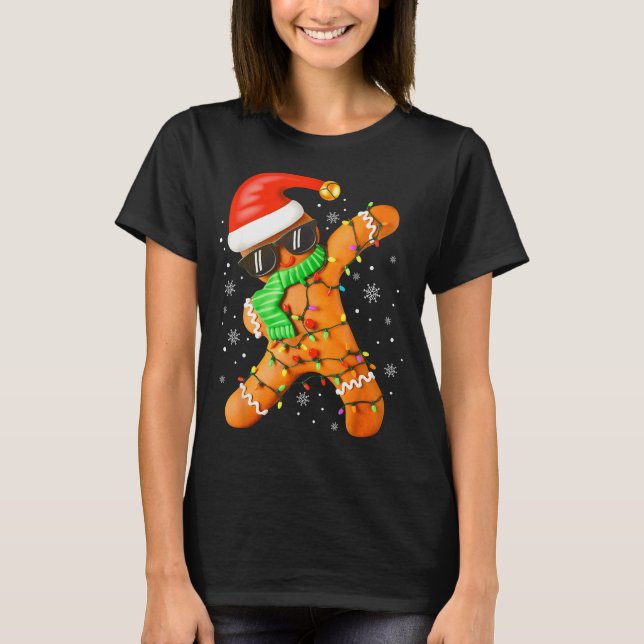 T-shirt Funny Christmas Boys Kids Dabbing Gingerbread Xmas (Devant)