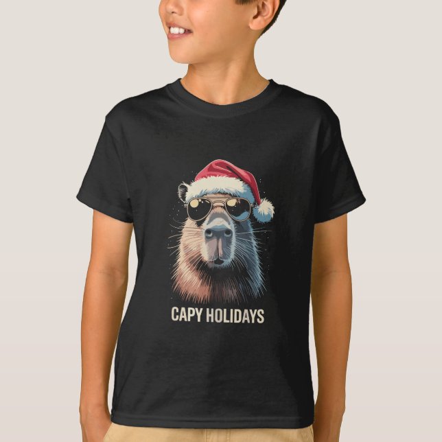T-shirt Funny Christmas Capy Holidays Xmas Capybara  (Devant)