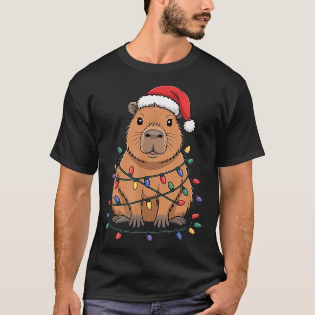 T-shirt Funny Christmas Capybara Cute Cartoon Desing  (Devant)