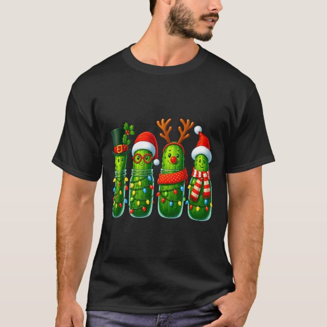 T-shirt Funny Christmas Ckles With Santa Hats And Lights  (Devant)
