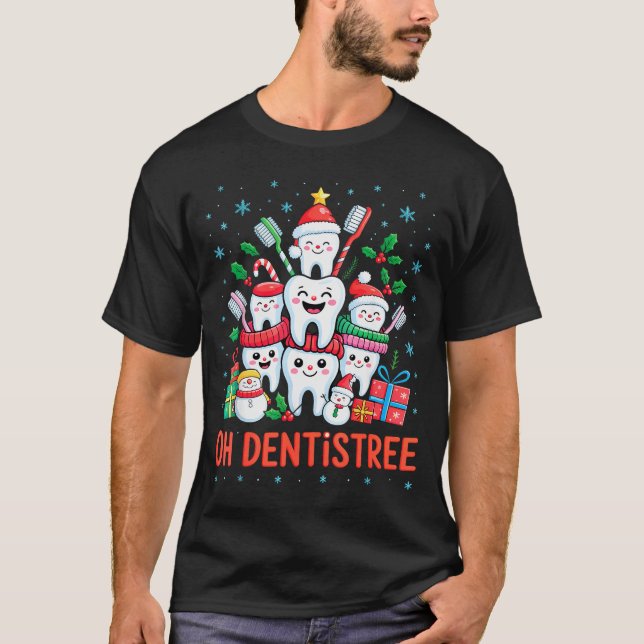T-shirt Funny Christmas Dentist Xmas Dental Oh Dentistree  (Devant)