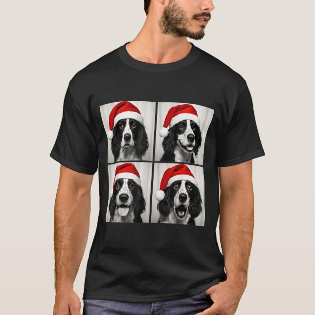 T-shirt Funny Christmas English Springer Spaniel Santa Pho (Devant)