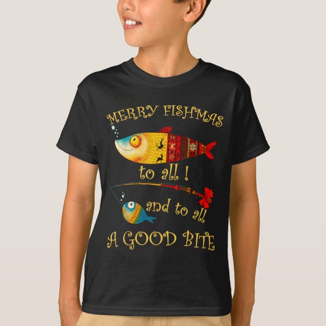 T-shirt Funny Christmas Fisherman's Merry Fishmas To All F (Devant)