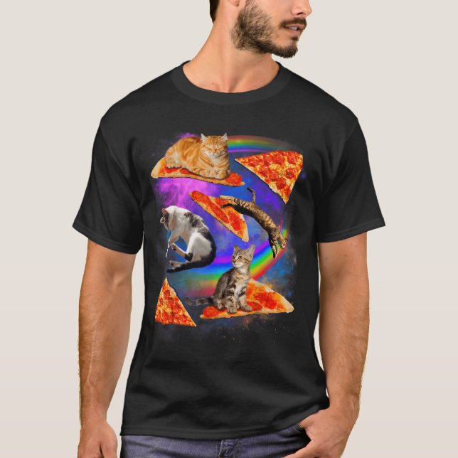 T-shirt Funny Christmas Galaxy Cat In Space Cat Riding Zza (Devant)