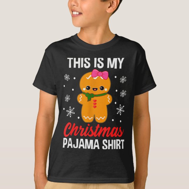 T-shirt Funny Christmas Gingerbread Man Pajama Pj Outfit G (Devant)