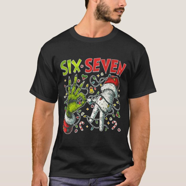 T-shirt Funny Christmas Lights 6 7 Meme Six Seven Matching (Devant)