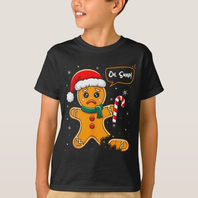 T-shirt Funny Christmas Oh Snap Gingerbread Man Cookie X M (Devant)