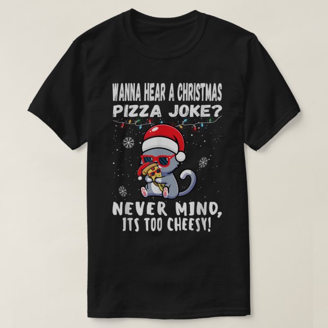 T-shirt Funny Christmas Pizza Joke Cat Shirt (Design devant)