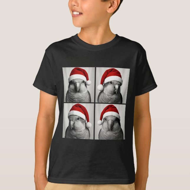 T-shirt Funny Christmas Quaker Parrot Santa Photo Booth  (Devant)