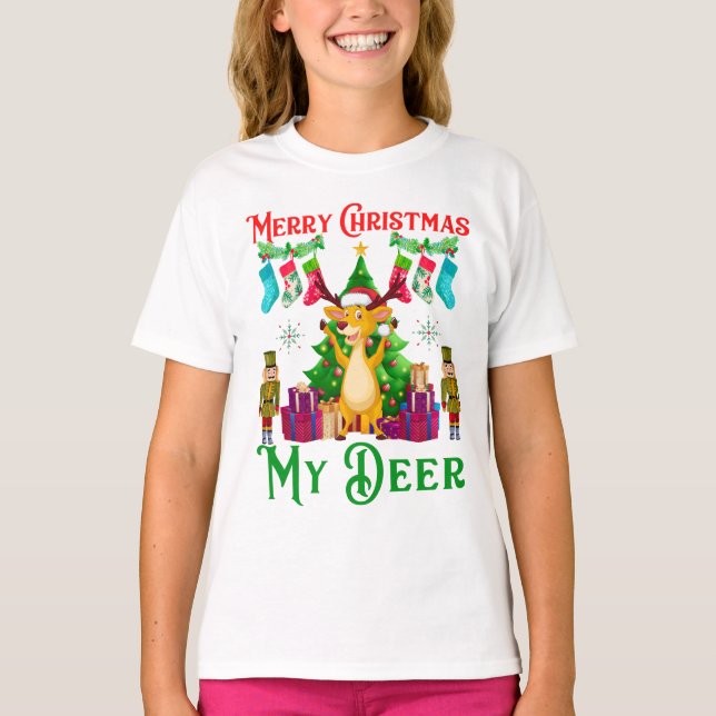 T-shirt Funny Christmas Reindeer, Merry Christmas My Deer (Devant)