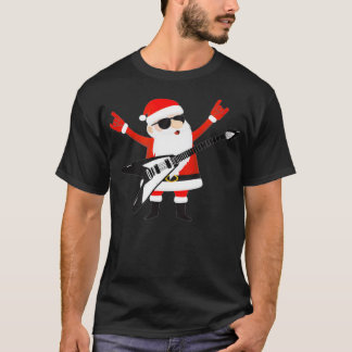 T-shirt Funny Christmas Rock n Roll Père Noël Guitare 