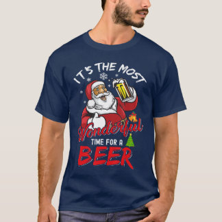 T-shirt Funny Christmas Santa Claus Drinking Beer Wonderfu