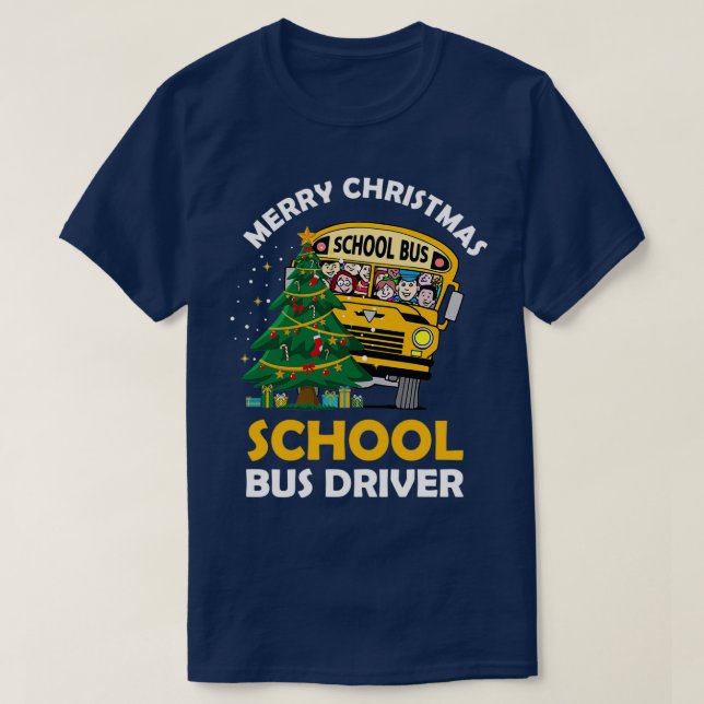 T-shirt Funny Christmas School Bus Tree Xmas Driving Speci (Design devant)