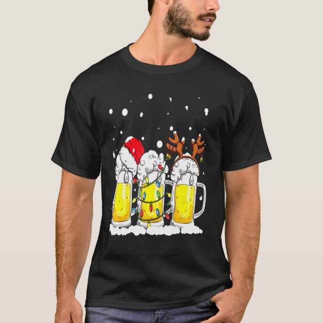 T-SHIRT FUNNY CHRISTMAS SHIRT. LA CHASSE DE BIÈRE, PAS COM (Devant)