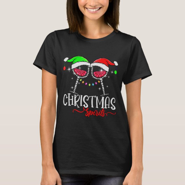 T-shirt Funny Christmas Srits Gles Of Wine Party Xmas Paja (Devant)