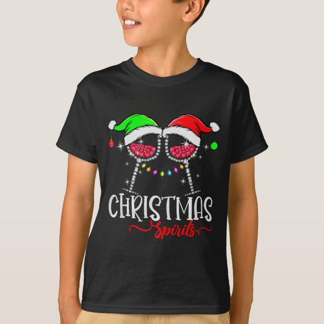 T-shirt Funny Christmas Srits Gles Of Wine Party Xmas Paja (Devant)