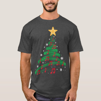 T-shirt Funny Christmas Tree Notes musicales Chanson Santa
