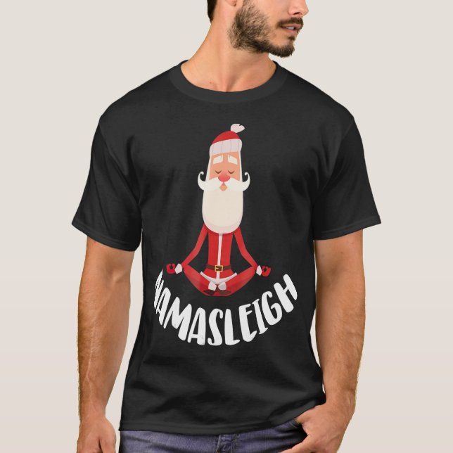 T-shirt Funny Christmas Yoga Namasleigh Père Noël (Devant)