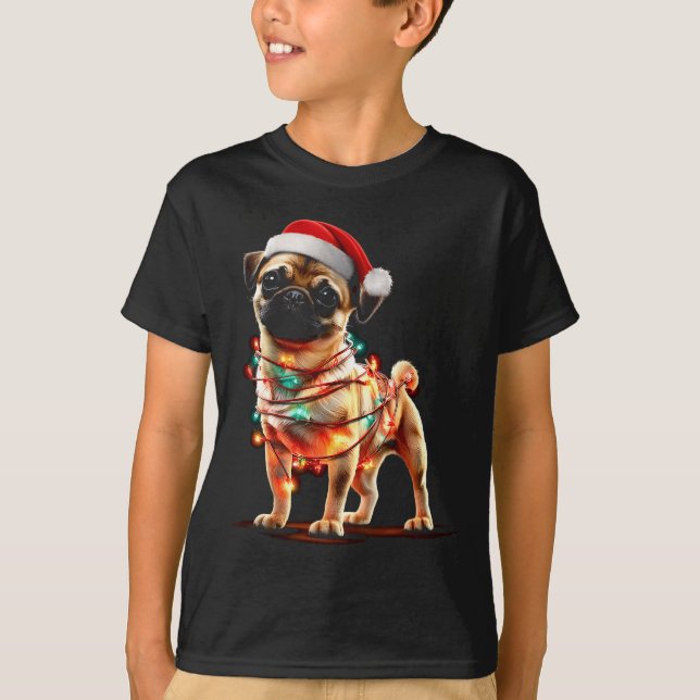 T-shirt Funny Chug Christmas Graphics Dog Lights Lover  (Devant)