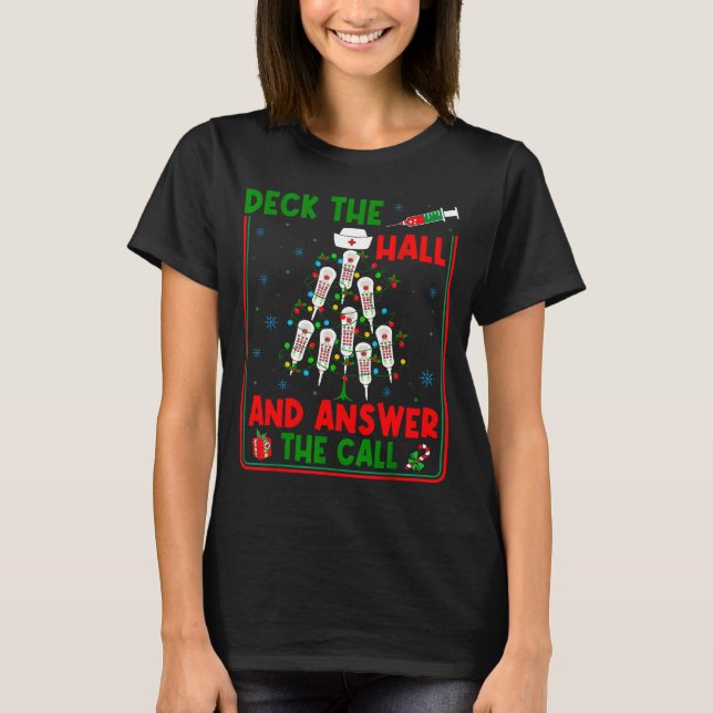 T-shirt Funny Cna Deck The Halls Answer The Calls Nurse Ch (Devant)