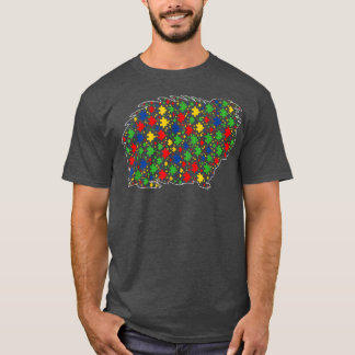 T-shirt Funny Cochon de Guinée Animaux Puzzle Pièces Autis