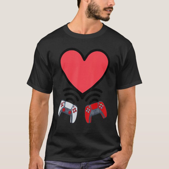 T-shirt Funny Controllers Heart Boys Kids Video Gamer Vale (Devant)
