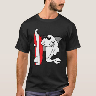 T-shirt Funny Cool Cute Shark Surfer Surfboard Surfboard