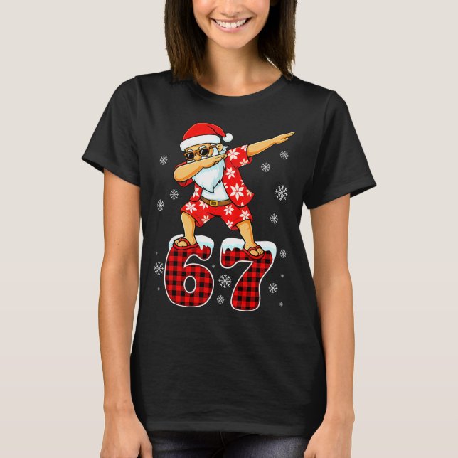 T-shirt Funny Cool Dabbing Santa Hawaii 67 Meme Christmas  (Devant)