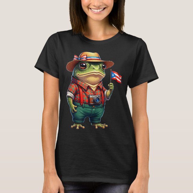 T-shirt Funny Coqui Frog Puerto Rico Flag Taino Boricua Hi (Devant)