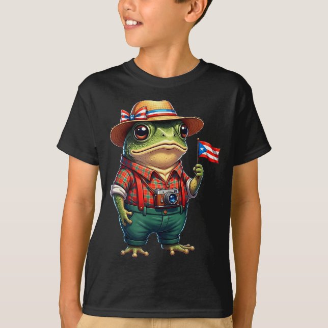T-shirt Funny Coqui Frog Puerto Rico Flag Taino Boricua Hi (Devant)