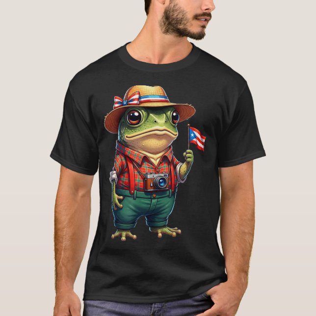T-shirt Funny Coqui Frog Puerto Rico Flag Taino Boricua Hi (Devant)
