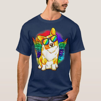 T-shirt Funny Corgi Chien LGBT Rainbow Pride LGBTQ 