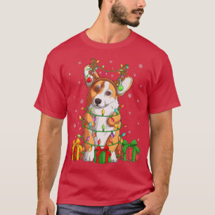 T-shirt Funny Corgi Chien Xmas Éclairage Casquette Corgi C