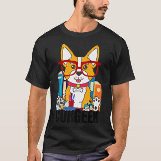T-shirt Funny Corgi Geek Corgeek Amateurs de livre Nerd Ai