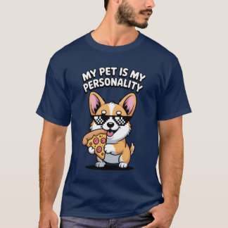 T-shirt Funny Corgi Pizza Lover Pet Humour Tee
