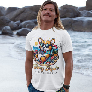 T-shirt Funny Corgi Plage personnalisée Vacances en famill
