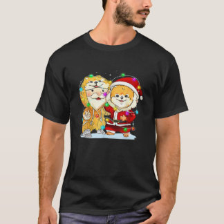 T-shirt Funny Costume Poméranien Et Père Noël Fée De Noël