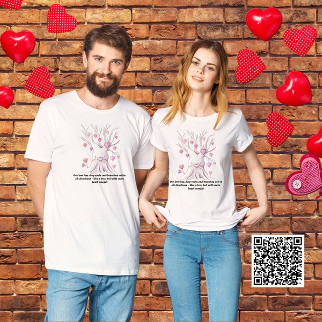 T-shirt Funny Couple Correspondant Pink Heart Tree Valenti (Créateur téléchargé)