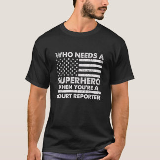 T-shirt Funny Court Reporter Superhero Vintage Tee Pour Ho