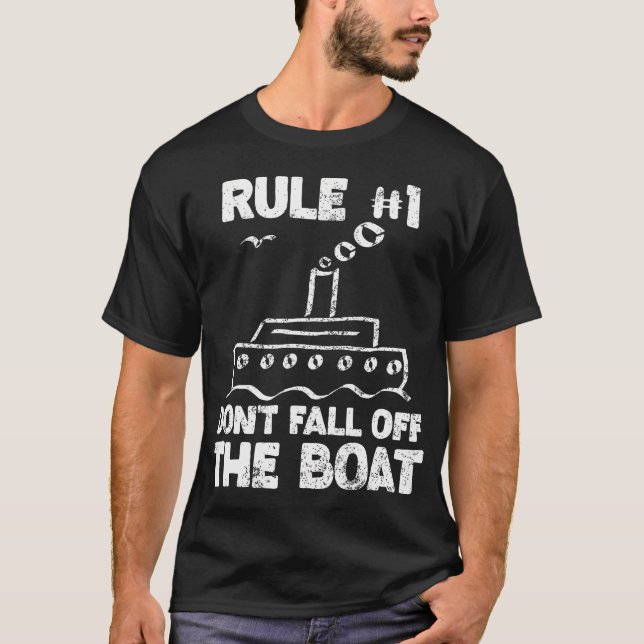 T-shirt Funny Cruise Design Rule No. 1 Don'T Fall Off The  (Devant)