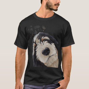 T-shirt Funny Curious chien Bernedoodle