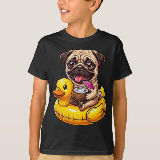 T-shirt Funny Cute Pug in Rubber Duck Floatie Coconut