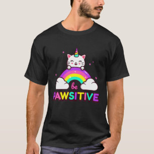 T-shirt Funny Cute Unicorn Chat T, Pawsitive Cat Graphic D