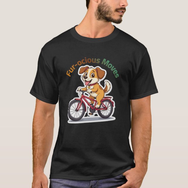 T-shirt **Funny Cycling Dog – Cute Dog Riding a Bicycle Il (Devant)